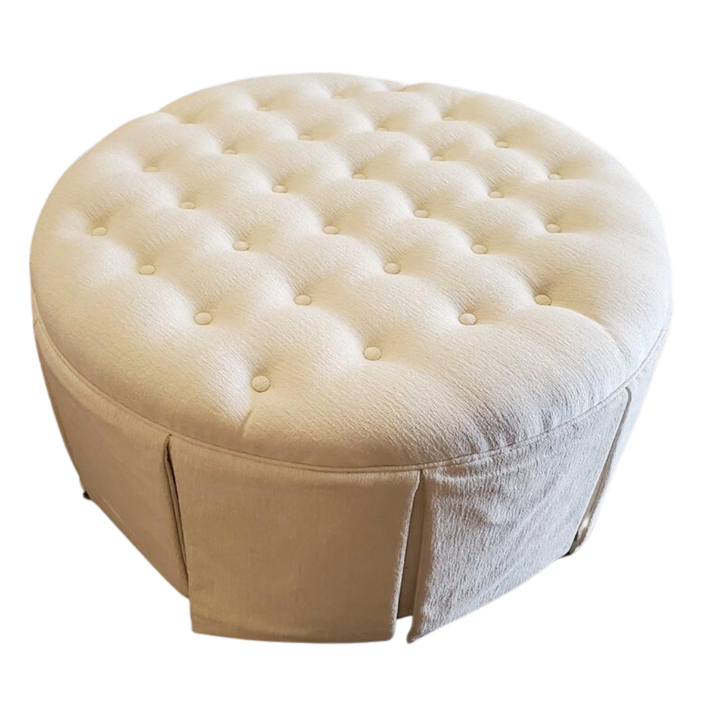 White Tufted Ottoman - Pick up in store only!