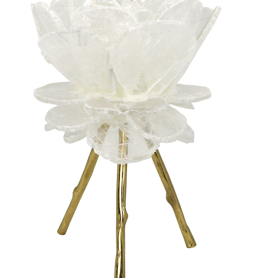 Selenite Flower Candle Holder-2 sizes Available-Candle Holder-Dwell Chic