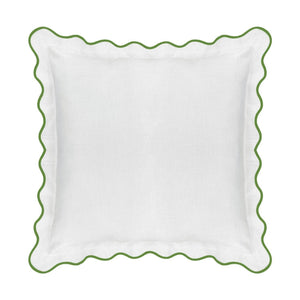 Scalloped Sham, Green / White: Standard, 20" x 26"