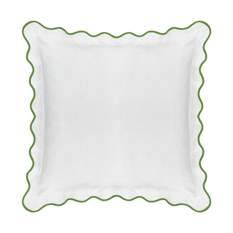 Scalloped Sham, Green / White: Standard, 20" x 26"