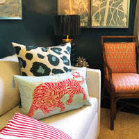 Tibetan Tiger Lumbar Pillow: Red