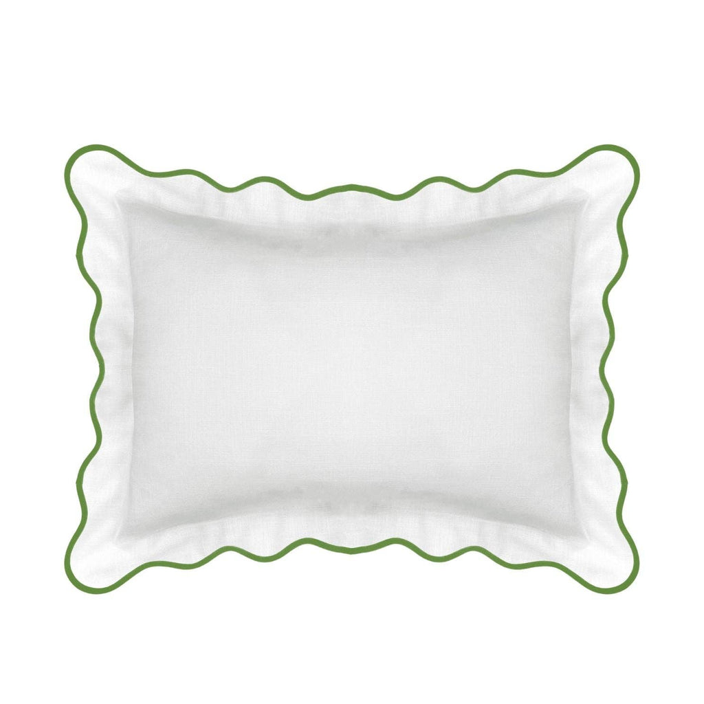 Scalloped Sham, Green / White: Standard, 20" x 26"