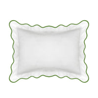 Scalloped Sham, Green / White: Standard, 20" x 26"