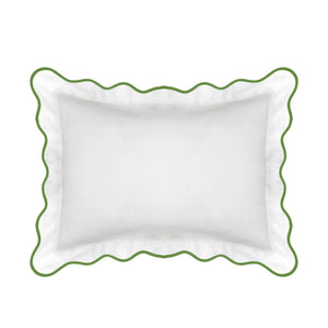 Scalloped Sham, Green / White: Standard, 20" x 26"