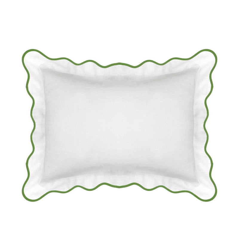 Scalloped Sham, Green / White: Standard, 20" x 26"