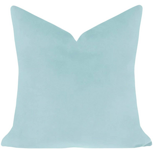 Light blue pillow on a white background