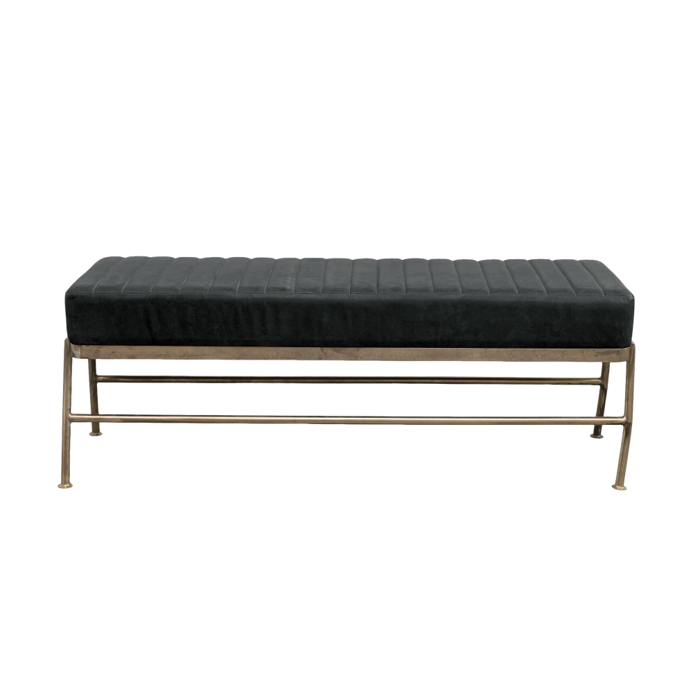 Leather and metal top bench