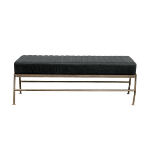 Upholstered Leather and Metal Bench- Pick up in store only!