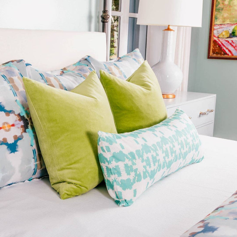 Green Solid Velvet Pillow: 26" x 26" Euro