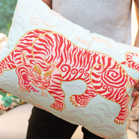 Tibetan Tiger Lumbar Pillow: Red