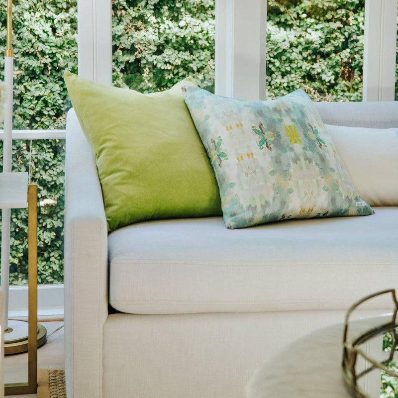 Green Solid Velvet Pillow: 26" x 26" Euro