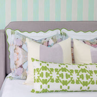 Scalloped Sham, Green / White: Standard, 20" x 26"