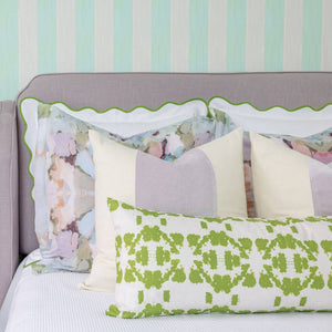 Scalloped Sham, Green / White: Standard, 20" x 26"