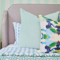 Spa Blue Solid Velvet Pillow: 26" x 26" Euro