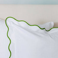 Scalloped Sham, Green / White: Standard, 20" x 26"