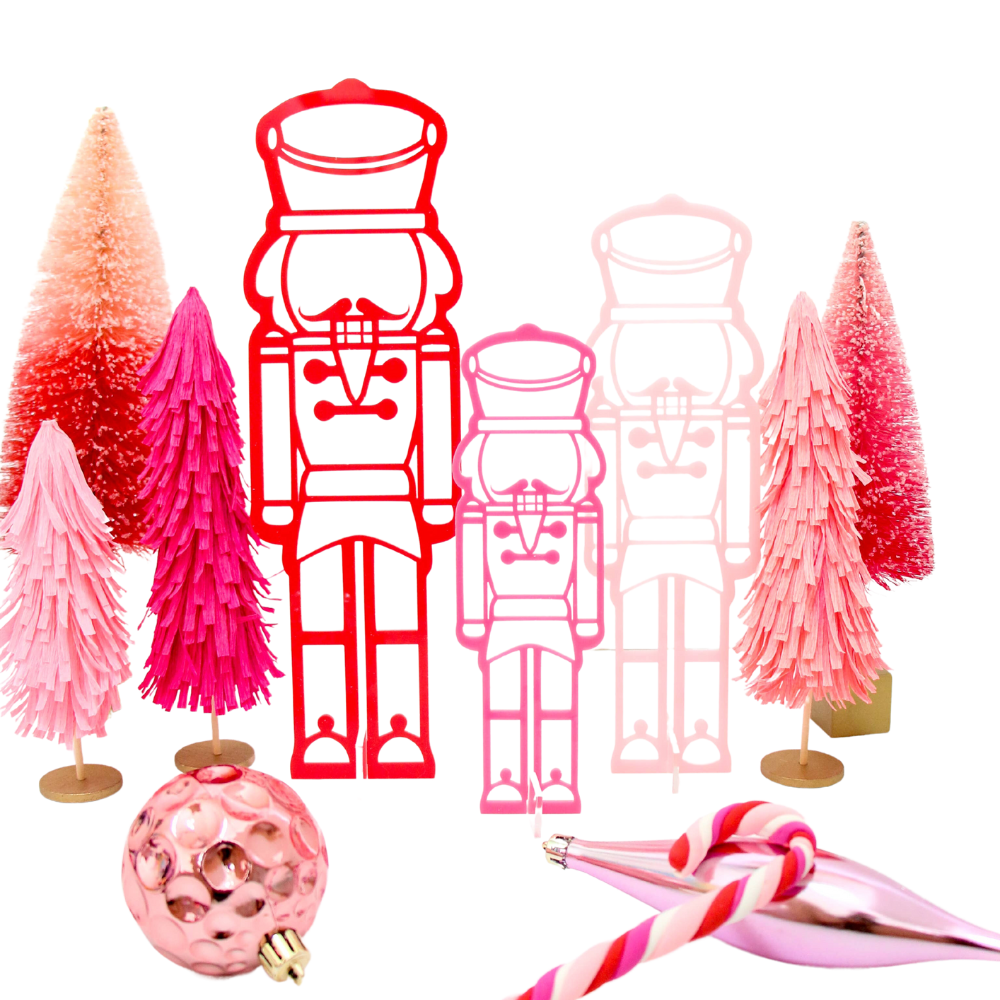 Red and Pink Acrylic Nutcracker Sets for Christmas