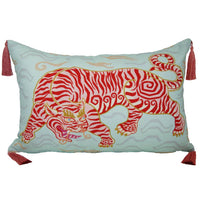 Tibetan Tiger Lumbar Pillow: Red