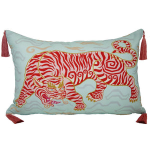 Tibetan Tiger Lumbar Pillow: Red