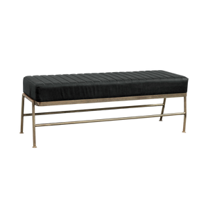 Upholstered Leather and Metal Bench- Pick up in store only!