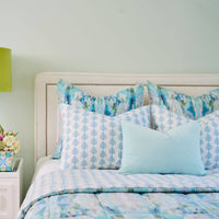 Spa Blue Solid Velvet Pillow: 26" x 26" Euro