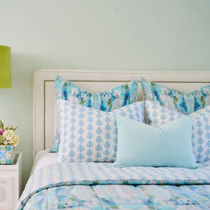Spa Blue Solid Velvet Pillow: 26" x 26" Euro