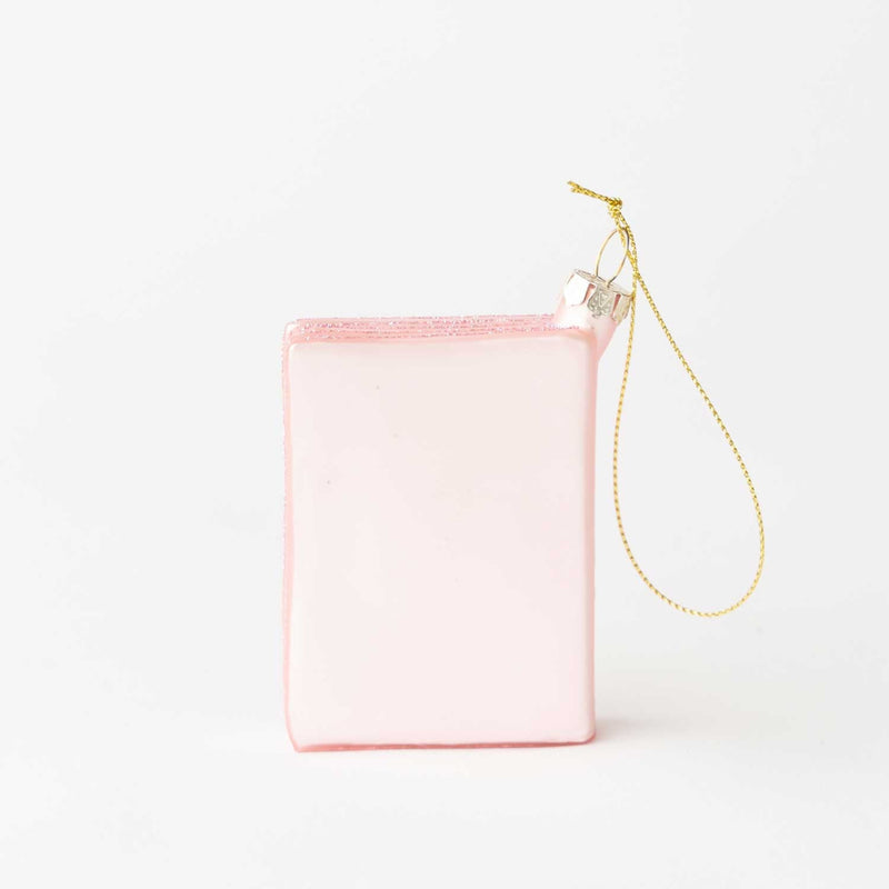 back of Passport glass ornament white background