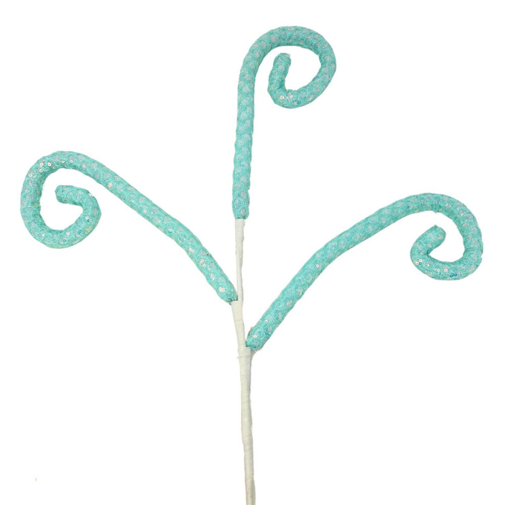 Turquoise candy cane with white stick on a white background