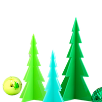 Green and Blue Acrylic Tree Christmas Decor - Set of 3