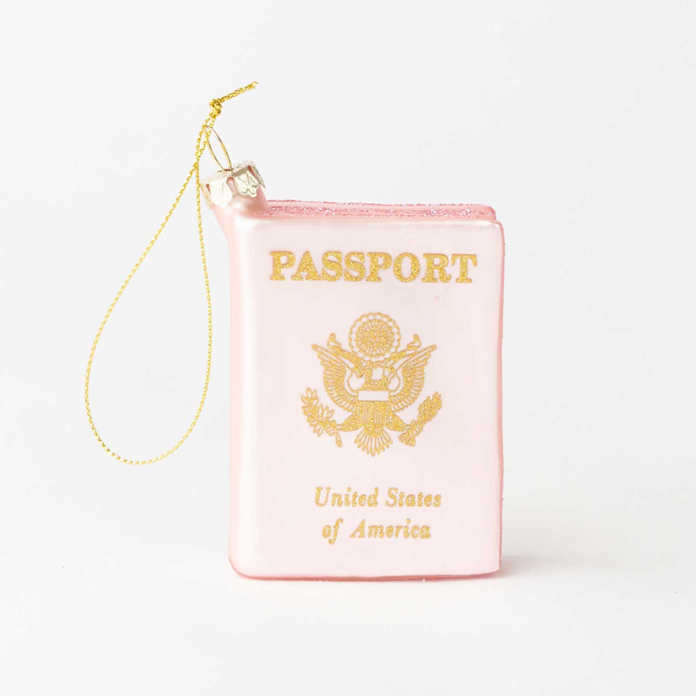 Passport glass ornament white background