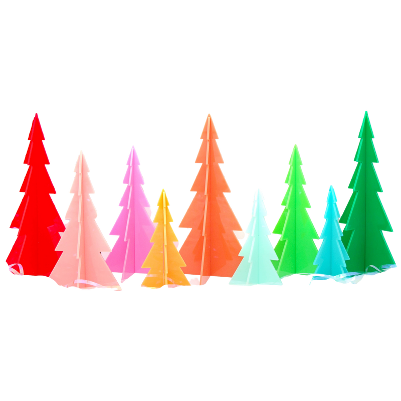 Green and Blue Acrylic Tree Christmas Decor - Set of 3