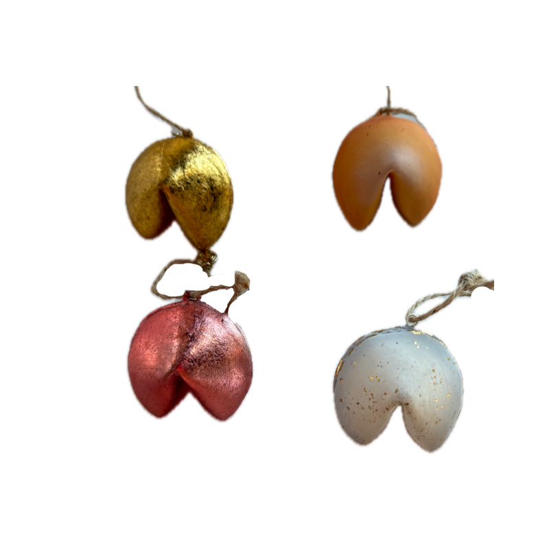 Fortune Cookie Ornament, 4 Asst, Resin, 2"