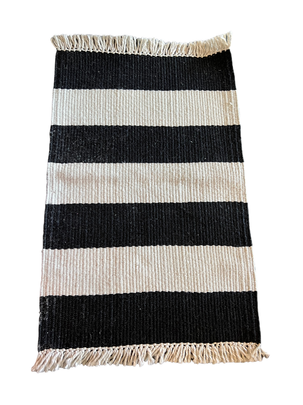 Black and Cream Stripe Rug Indoor/Outdoor Rug
