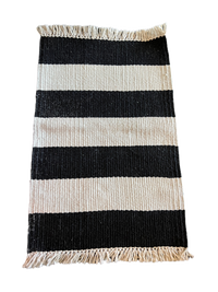 Black and Cream Stripe Rug Indoor/Outdoor Rug