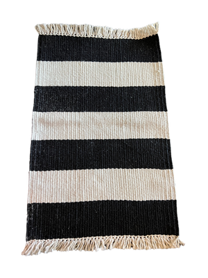 Black and Cream Stripe Rug Indoor/Outdoor Rug