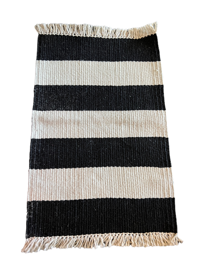 Black and Cream Stripe Rug Indoor/Outdoor Rug