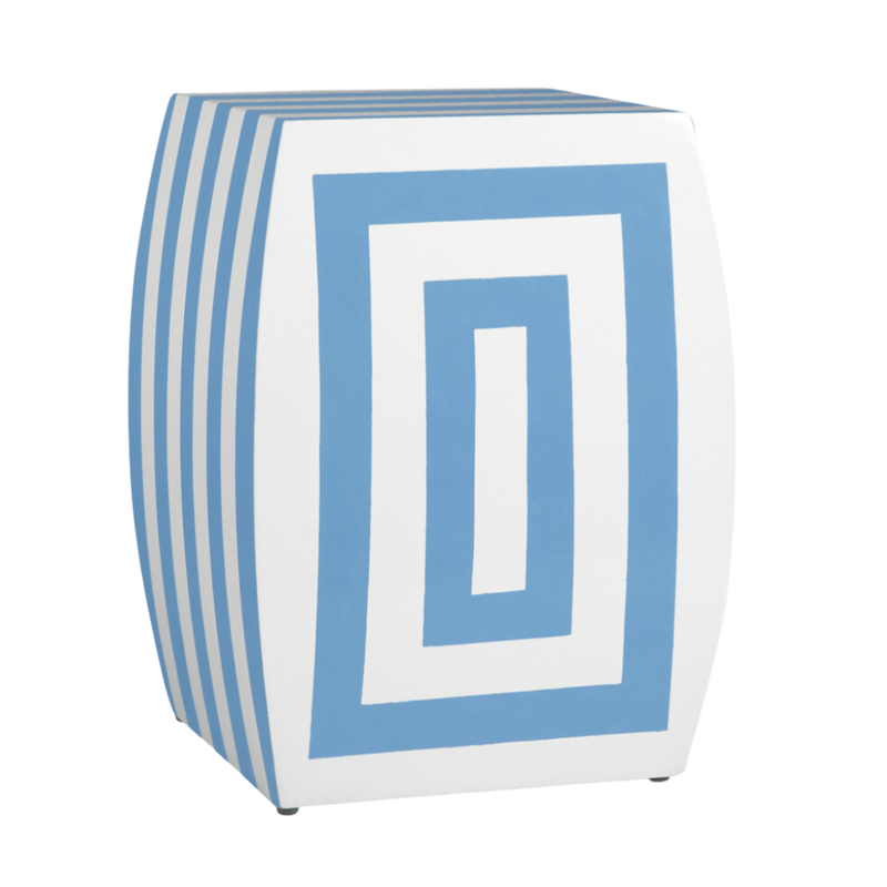 Blue and White Geometric Stool - Pick up in store only!