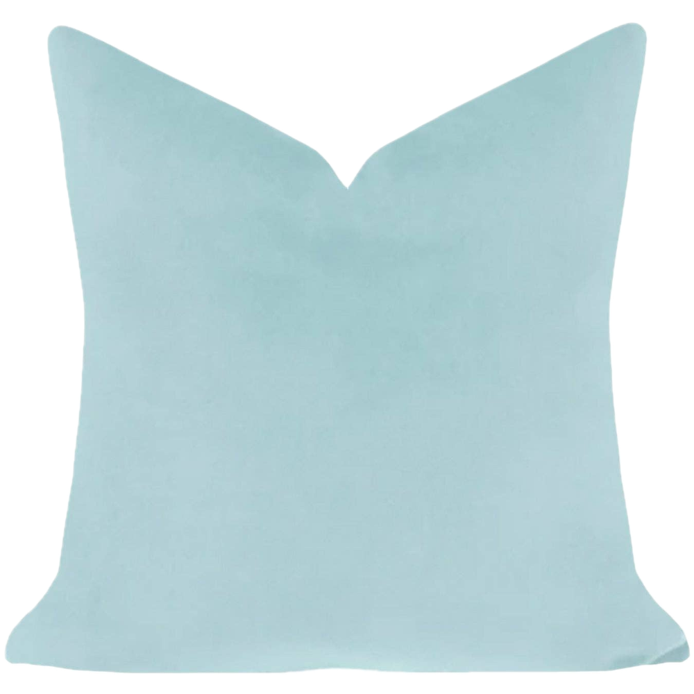 Light blue pillow on a white background