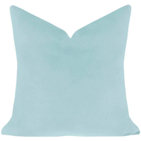 Light blue pillow on a white background