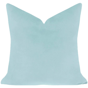 Light blue pillow on a white background