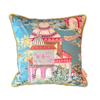 Decorative pillow with colorful design on a white background