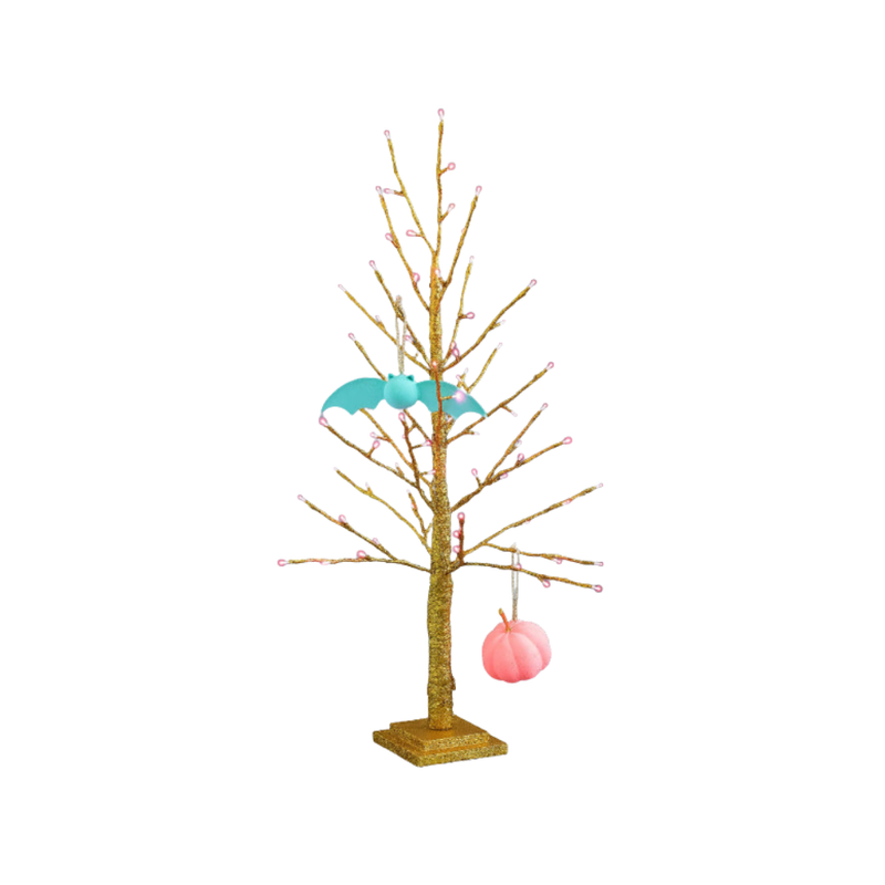 Decorative tree with colorful ornaments on a white background