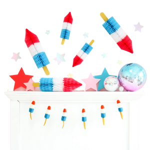 Honeycomb Bombpop/rocket popsicle 4th of July decorations