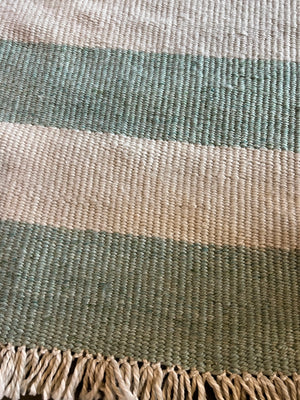 Aqua and Cream Stripe Rug