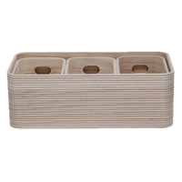 Rectangular ceramic planter with three circular holes on a white background