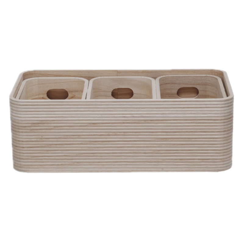 Rectangular ceramic planter with three circular holes on a white background