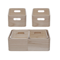 Set of woven storage baskets with handles on transparent background