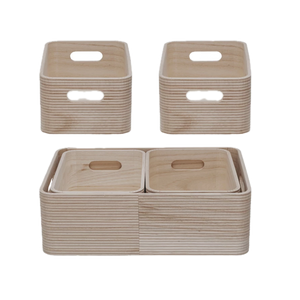 Set of woven storage baskets with handles on transparent background