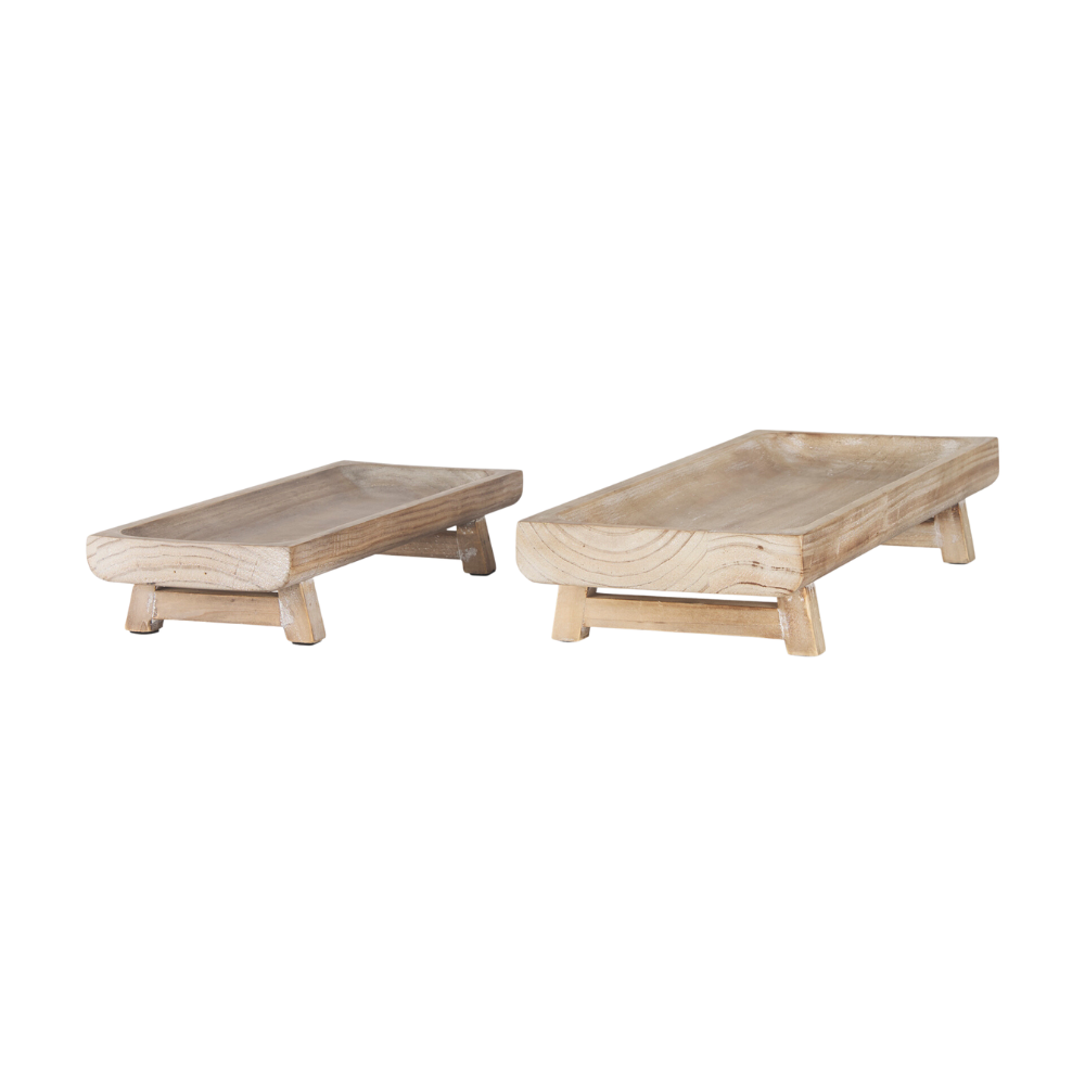 White Washed Wood Trays - 2 sizes available