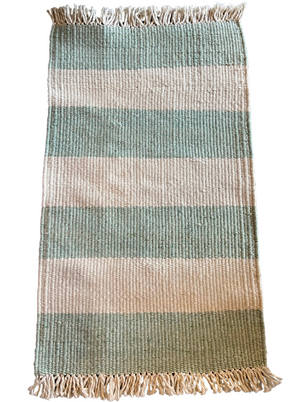 Aqua and Cream Stripe Rug