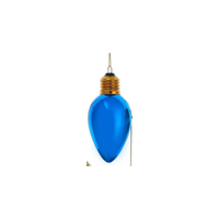 Blue Christmas light bulb on a white background